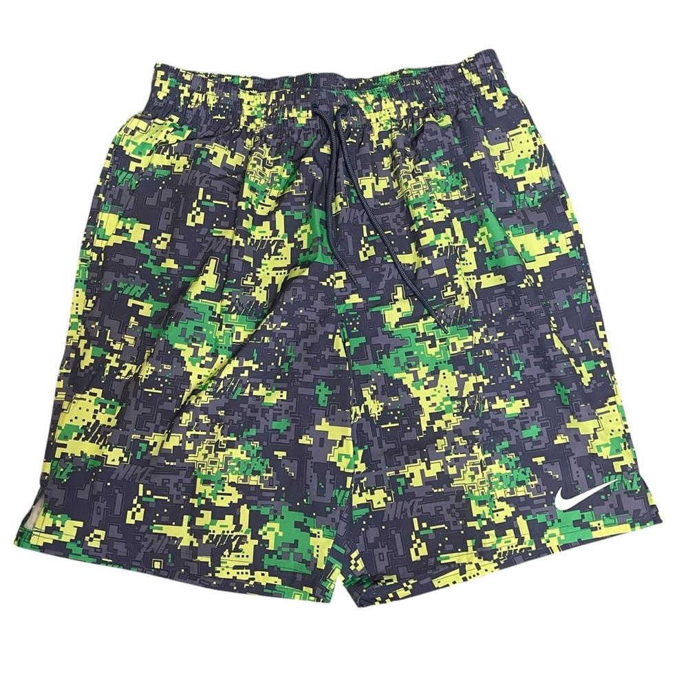 Nike Digi Green Camo  9” Volley Swim Trunks Beach Shorts Pixel Men’s Size Large